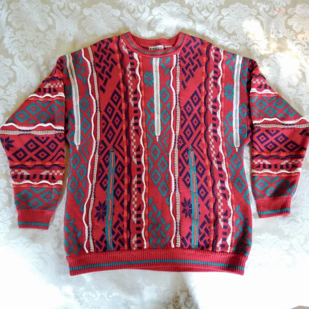Vintage Cotton Traders COOGI Style 3D Textured Sweater L